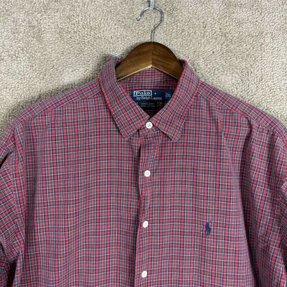 Polo Ralph Lauren Marlowe Shirt Mens Size XL Red Plaid Button Up Collared Casual - Picture 2 of 9